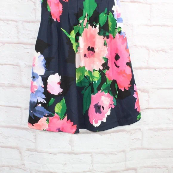 Vince Camuto Blue Polyester Floral Zip Sleeveless Fit and Flare Dress Size 6 - Picture 3 of 7